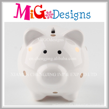 Manufactory Price Newly Design Pig with DOT Ceramic Piggy Bank